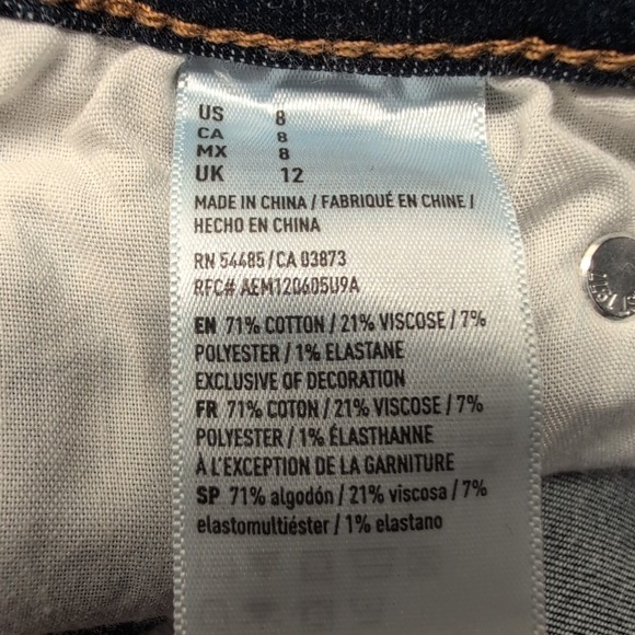 NWT American Eagle Midi Jean Shorts Women's 8 Stretch Dark Wash Distressed Denim - Picture 5 of 5